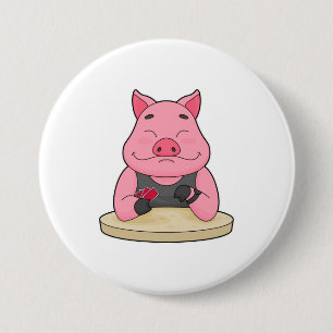 Schweinefleisch im Poker mit Poker-Karten Button