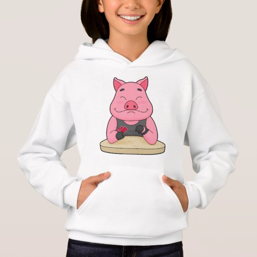 Schweinefleisch im Poker mit Poker-Karten Hoodie (Vorderseite)