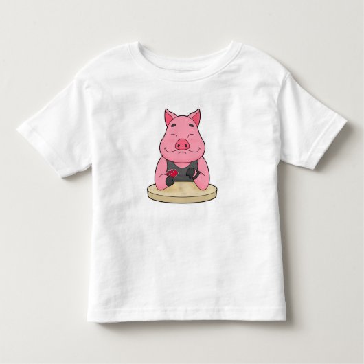 Schweinefleisch im Poker mit Poker-Karten Kleinkind T-shirt (Vorderseite)