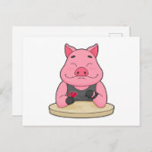 Schweinefleisch im Poker mit Poker-Karten Postkarte (Vorne/Hinten)