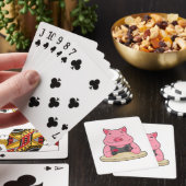 Schweinefleisch im Poker mit Poker-Karten Spielkarten (In Situ)