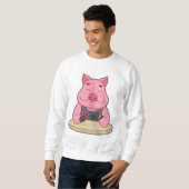 Schweinefleisch im Poker mit Poker-Karten Sweatshirt (Vorne ganz)