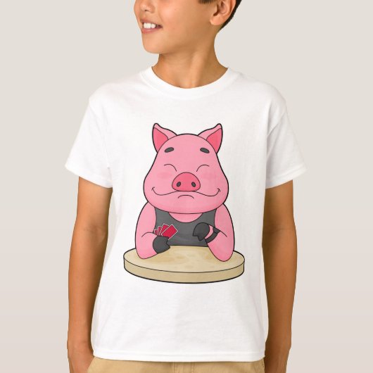 Schweinefleisch im Poker mit Poker-Karten T-Shirt (Vorderseite)