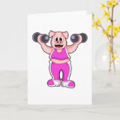 Schweinefleisch in Bodybuilding mit Dumbells Karte (Gelbe Blume)