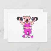 Schweinefleisch in Bodybuilding mit Dumbells Postkarte (Vorne/Hinten)