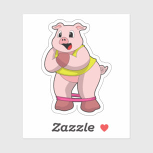 Schweinefleisch in Fitness mit Gummiband Aufkleber