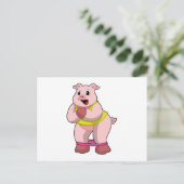 Schweinefleisch in Fitness mit Gummiband Postkarte (Stehend Vorderseite)