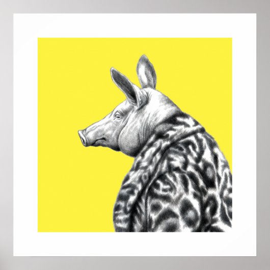 Schweinefleisch in Jaguar Pelzmatte (Retro-Gelb) Poster (Vorne)