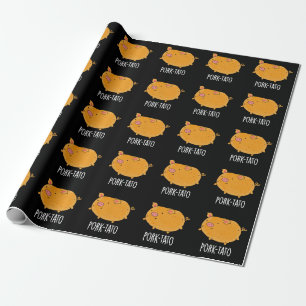 Schweinefleisch-Kartoffel Funny Potato Pun Dark BG Geschenkpapier
