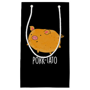 Schweinefleisch-Kartoffel Funny Potato Pun Dark BG Kleine Geschenktüte