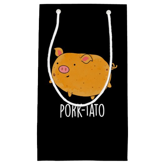 Schweinefleisch-Kartoffel Funny Potato Pun Dark BG Kleine Geschenktüte (Vorderseite)