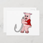 Schweinefleisch mit Angelhaken Postkarte (Vorne/Hinten)