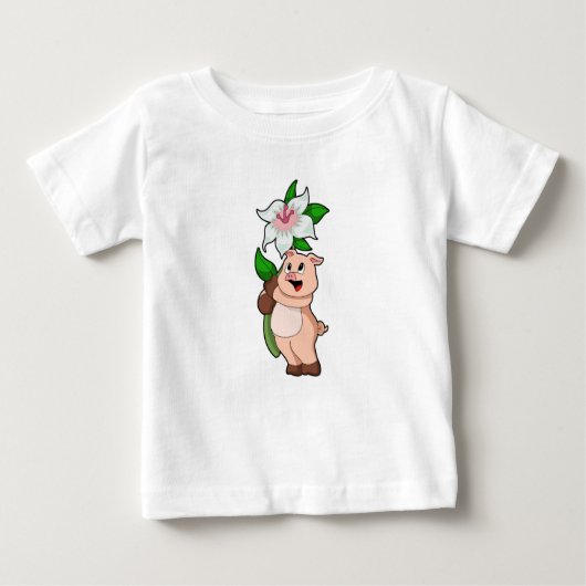 Schweinefleisch mit Blume Lilie Baby T-shirt (Vorderseite)