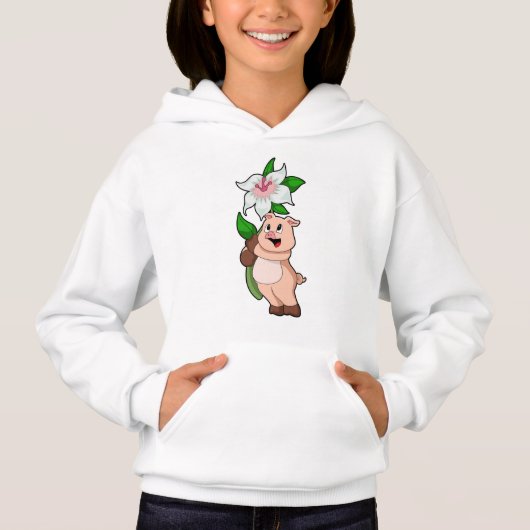 Schweinefleisch mit Blume Lilie Hoodie (Vorderseite)