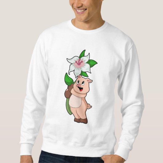 Schweinefleisch mit Blume Lilie Sweatshirt (Vorderseite)