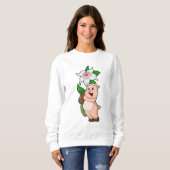 Schweinefleisch mit Blume Lilie Sweatshirt (Vorne ganz)