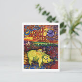 Schweinefleisch mit Blume Postkarte (Stehend Vorderseite)