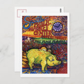 Schweinefleisch mit Blume Postkarte (Vorne/Hinten)