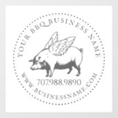 Schweinefleisch mit Flügeln GRILLEN Barbecue Busin Fensteraufkleber (Blatt)