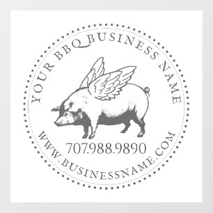 Schweinefleisch mit Flügeln GRILLEN Barbecue Busin Fensteraufkleber