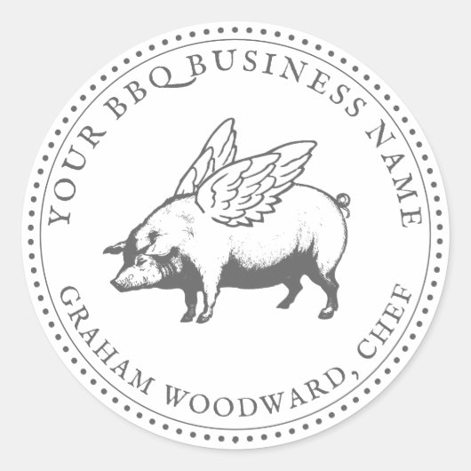 Schweinefleisch mit Flügeln GRILLEN Barbecue Runder Aufkleber (Vorderseite)