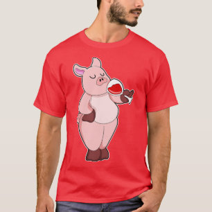 Schweinefleisch mit Glas Wein T-Shirt