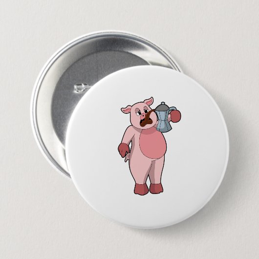 Schweinefleisch mit Kaffeekanne Button (Vorne & Hinten)