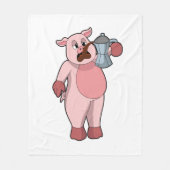 Schweinefleisch mit Kaffeekanne Fleecedecke (Vorderseite)