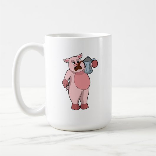 Schweinefleisch mit Kaffeekanne Kaffeetasse (Links)