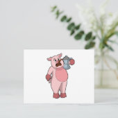 Schweinefleisch mit Kaffeekanne Postkarte (Stehend Vorderseite)