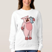 Schweinefleisch mit Kaffeekanne Sweatshirt (Vorderseite)