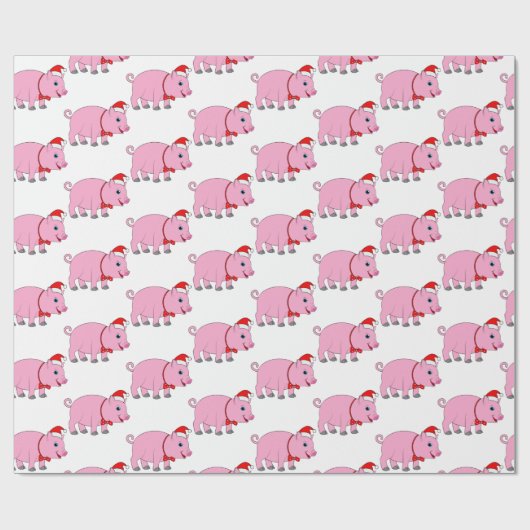 Schweinefleisch mit Krawatte und Weihnachtsmannmüt Geschenkpapier (Flach)