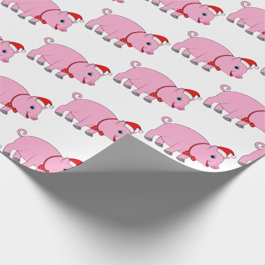 Schweinefleisch mit Krawatte und Weihnachtsmannmüt Geschenkpapier (Ecke)