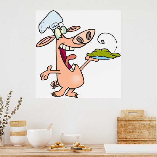 Schweinefleisch mit Lebensmitteln Poster