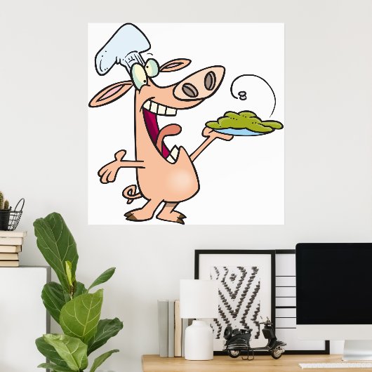 Schweinefleisch mit Lebensmitteln Poster (Heimbüro)