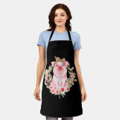 Schweinefleisch mit Leopard-Kopfband Blume Niedlic Schürze (Getragen)