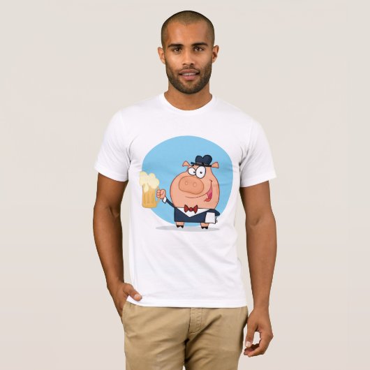 Schweinefleisch mit Pint Schaumbier T - Shirt (Vorne ganz)