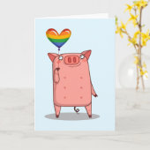 Schweinefleisch mit Regenbogenballon Karte (Gelbe Blume)