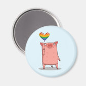 Schweinefleisch mit Regenbogenballon Magnet (Vorderseite/Rückseite)