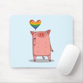 Schweinefleisch mit Regenbogenballon Mousepad (Mit Mouse)