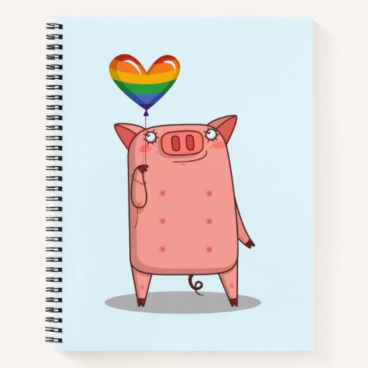 Schweinefleisch mit Regenbogenballon Notizblock (Vorderseite)