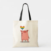 Schweinefleisch mit Regenbogenballon Tragetasche (Rückseite)