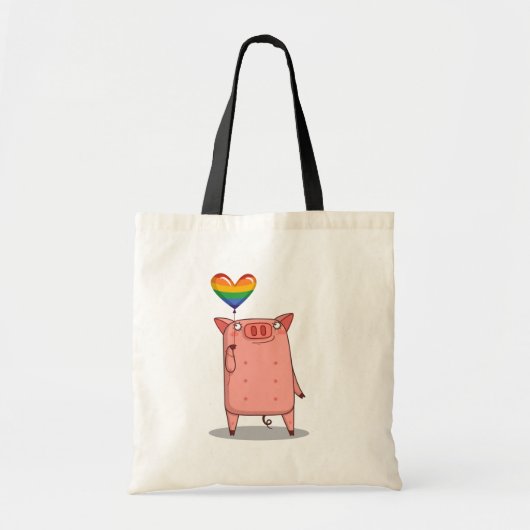 Schweinefleisch mit Regenbogenballon Tragetasche (Vorne)