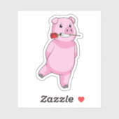 Schweinefleisch mit Rose Blume Aufkleber (Blatt)