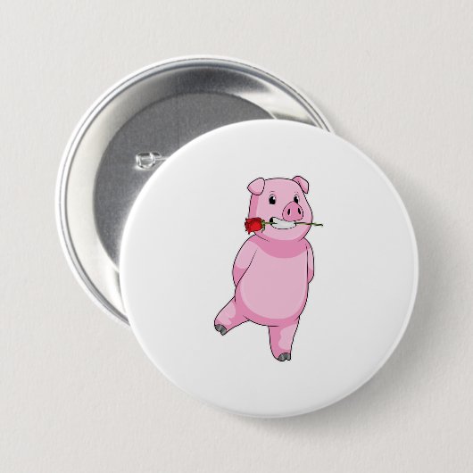 Schweinefleisch mit Rose Blume Button (Vorne & Hinten)