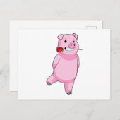Schweinefleisch mit Rose Blume Postkarte (Vorne/Hinten)