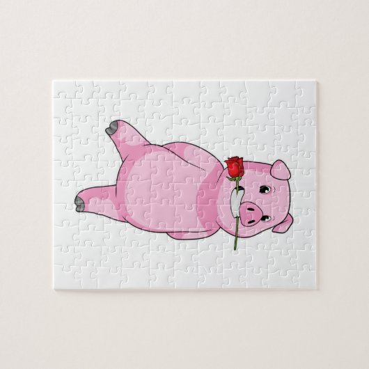 Schweinefleisch mit Rose Blume Puzzle (Horizontal)