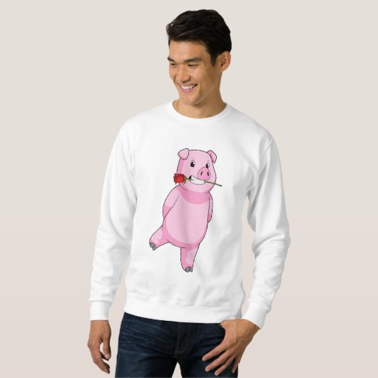 Schweinefleisch mit Rose Blume Sweatshirt (Vorne ganz)