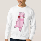 Schweinefleisch mit Rose Blume Sweatshirt (Vorderseite)