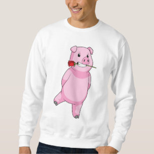 Schweinefleisch mit Rose Blume Sweatshirt